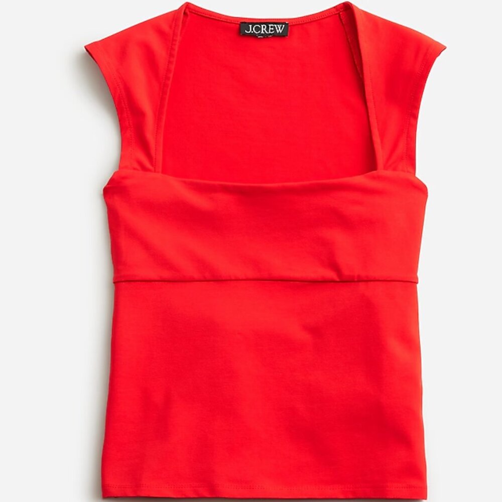 J.CREW NWT Squareneck cap-sleeve top in stretch cotton blend